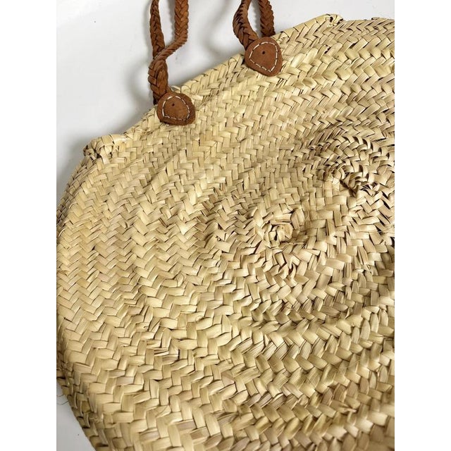 20th Century Bohemian Rattan and Leather Bag, France For Sale - Image 4 of 13