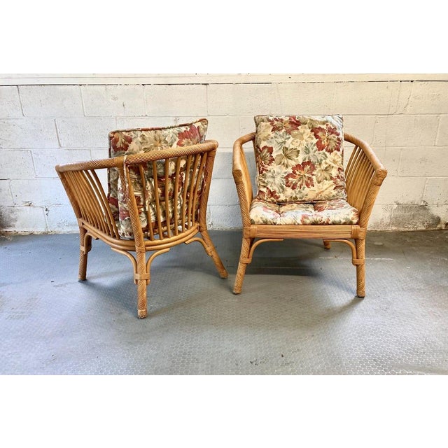 Vintage Set Rattan Chairs and Matching Table For Sale In New York - Image 6 of 10