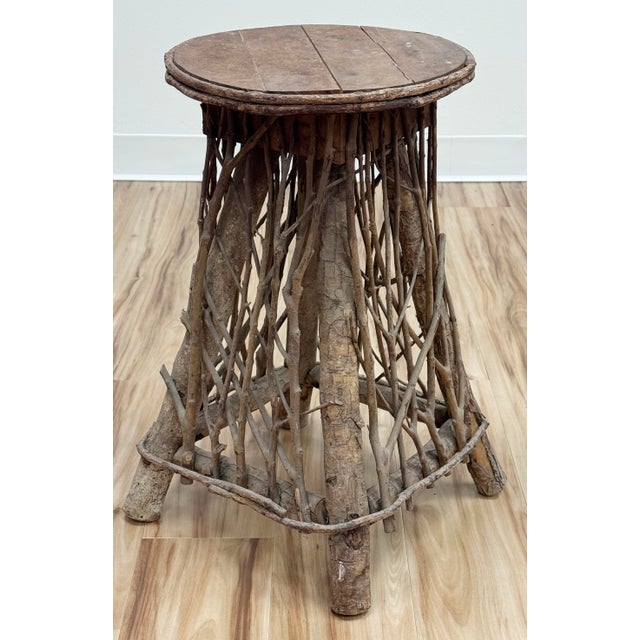 Mid 20th Century Antique Adirondack Style Twig Side Table or Stool For Sale - Image 5 of 8