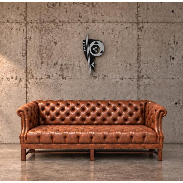Chesterfield sofa / Brown cognac leather / Deep Buttoned Width 200Height 70Depth 80 cm