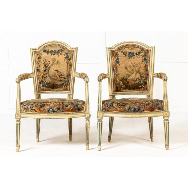 Set of 18th Century French Painted Armchairs For Sale - Image 9 of 9