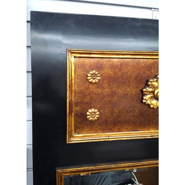 Late 20th Century Late 20th Century Biedermeier Style Partial Gilt and Ebonized Wood Trumeau Mirror For Sale - Image 5 of 8