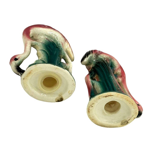 Mid 20th Century Pink Flamingo Ceramic Tabletop Matching Salt & Pepper Shaker Set For Sale - Image 4 of 4