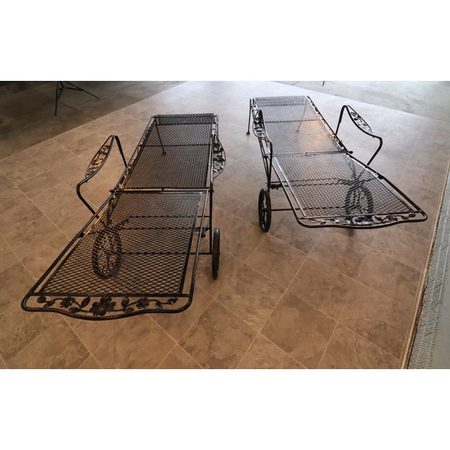 Sam Blount Company Wrought Iron Floral Chaise Loungers — Vintage Pair For Sale - Image 18 of 18