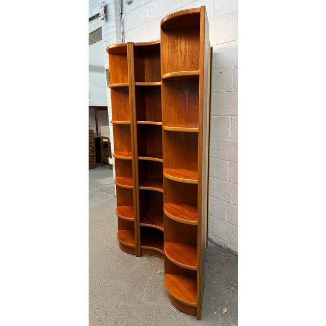 Wood Vintage Danish Modular Curved Teak Shelving Unit For Sale - Image 7 of 18