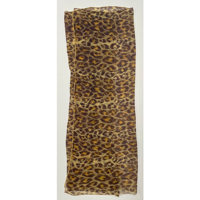 African 1960 Leopard Printed Silk Chiffon Scarf - For Sale - Image 3 of 4