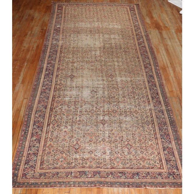 Textile Early 20th Century Rustic Worn Fereghan Gallery Rug - 6'8" x 16'4" For Sale - Image 7 of 10