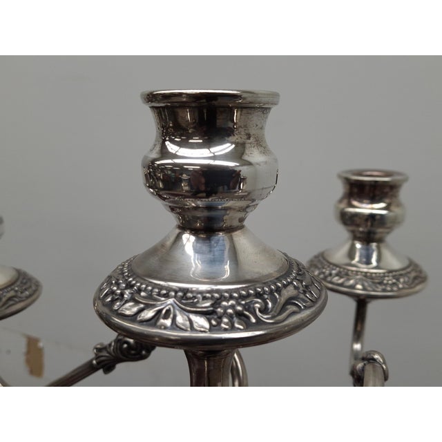 Pair 19th Century Silver Plate 5-Light Candelabra Convertible Candle Holders For Sale - Image 10 of 10