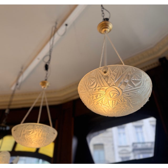 Art Deco Pendant Lights with Electrified Cords from Verrerie D'art Degué, 1930s, Set of 2 For Sale - Image 15 of 18