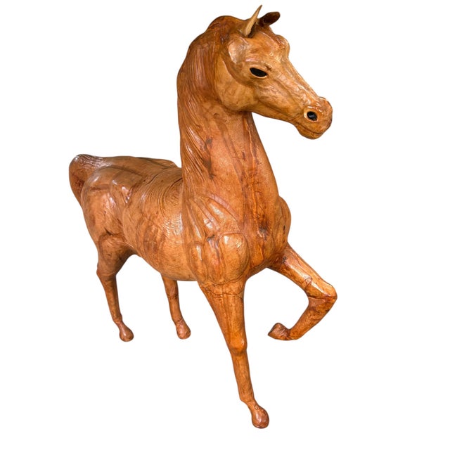 Vintage Leather Large Horse Sculpture For Sale - Image 4 of 10