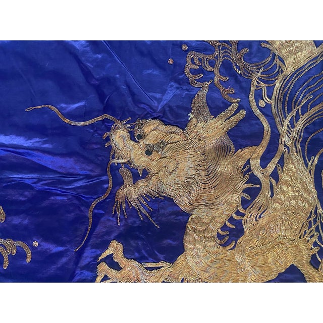 Antique Chinese Purple Silk Gold Dragons Tablecloth For Sale - Image 12 of 12