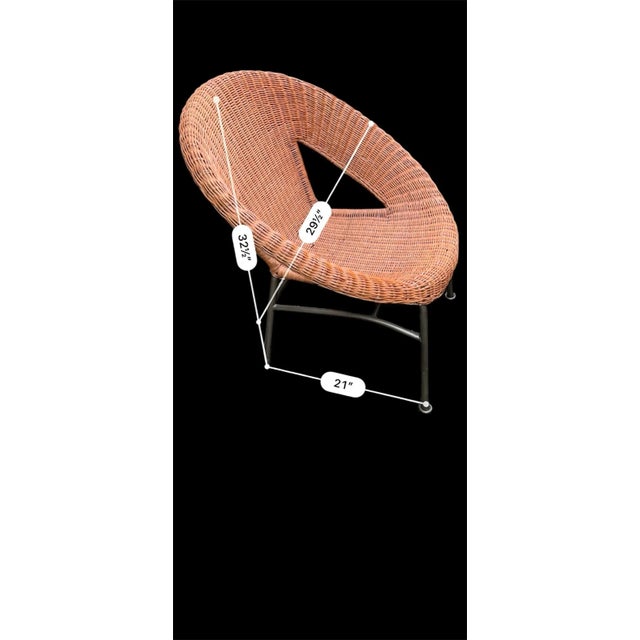 McM vintage rattan hoop chair- base has been painted to match. Measures 32” tall x 29” sided 21” deep. Nice shape one...