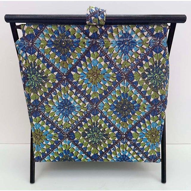 1970s Vintage Folding X-Base Knitting Yarn/Sewing Basket For Sale - Image 5 of 8