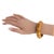 This stunning banana brown marble Bakelite carved bracelet bangle features a domed shape with deep floral carving, two...
