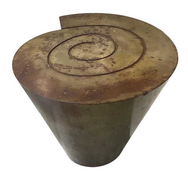 Vintage Brass Conical Table With Spiral Accent For Sale - Image 4 of 4