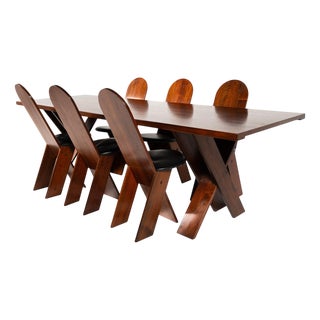 Mid-Century Modern Dining Set by Marco Zanuzo for Poggi, 1970s, Set of 7 For Sale