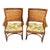1990s Vintage Bamboo Rattan & Wicker Upholstered Arm Chairs - A Pair For Sale