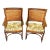 Vintage Bamboo & Rattan Arm Chairs – Pair of Wicker Dining or Accent Chairs With Upholstered Seats For Sale