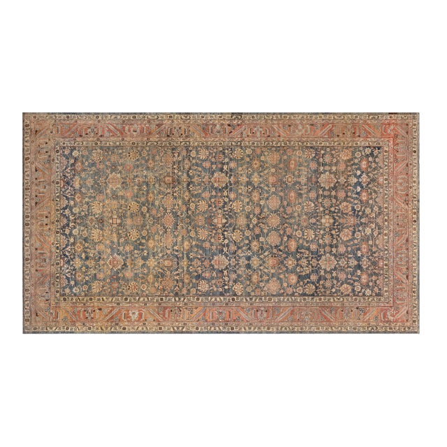 Fine Antique Persian Malayer Handmade Wool Rug For Sale