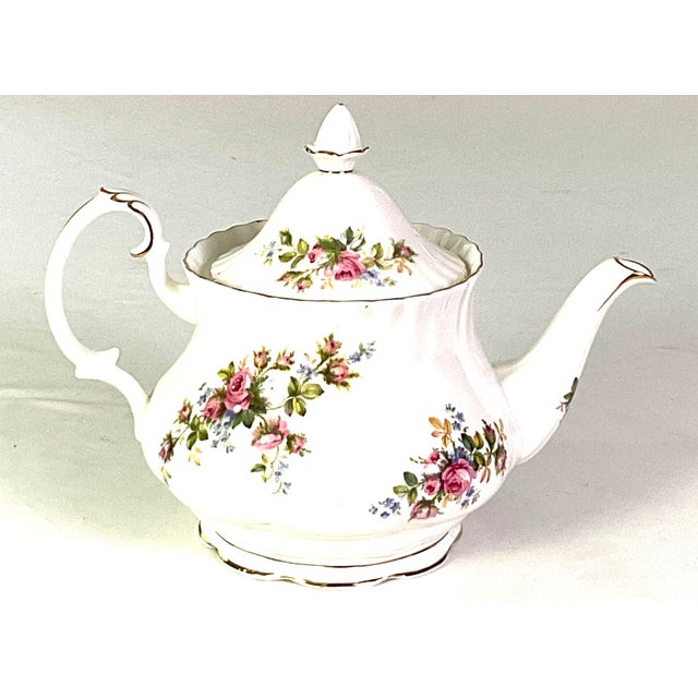 1990s Royal Albert-“ Moss Rose” English Fine Bone China Teapot For Sale - Image 10 of 10