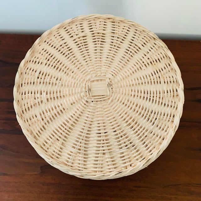 1970s Vintage Wicker Wastebasket Chairish