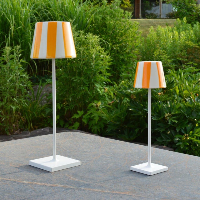 Contemporary Zafferano Ceramic Yellow Striped Shade for Poldina Micro Lido Lamp For Sale - Image 3 of 5