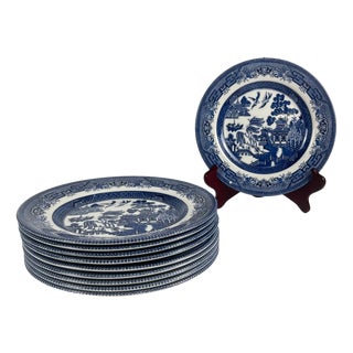 Vintage English Dessert Plates with Asian Pattern, 1970, Set of 10 For Sale