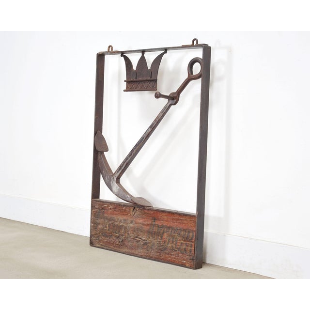 Rustic British Crown & Anchor Iron Hanging Tavern or Pub Sign For Sale - Image 3 of 18