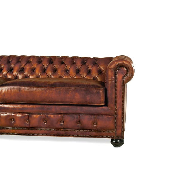 Brown Contemporary Chesterfield Leather Sofa For Sale - Image 8 of 9