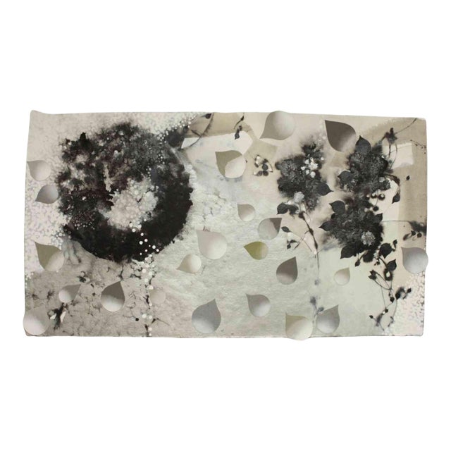 "Mine to Tell Xi" Black and White Original Abstract Mixed Media Collage on Handmade Paper For Sale