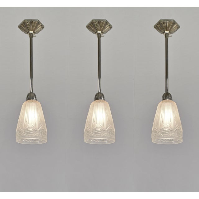 1920s French Art Deco Pendant Light by Hettier Et Vincent & Hanots 1930 France - 5 Available For Sale - Image 5 of 15