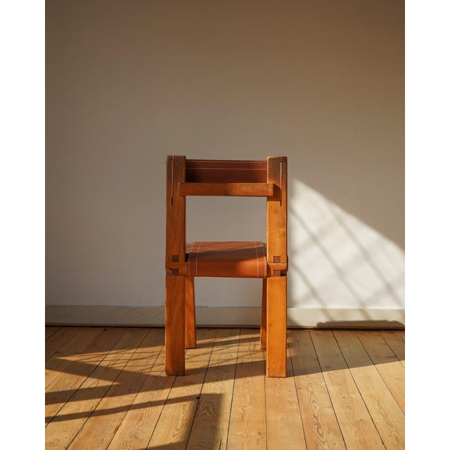 Brown S11 Chair in Whisky Leather by Pierre Chapo, 1960s For Sale - Image 8 of 10