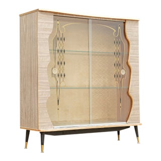 Vintage 1950s Atomic Curio China Display Cabinet For Sale