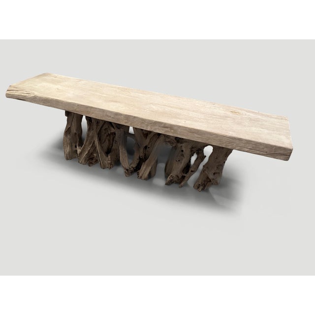 Contemporary Andrianna Shamaris Monumental Organic Teak Wood Root Console Table For Sale - Image 3 of 18