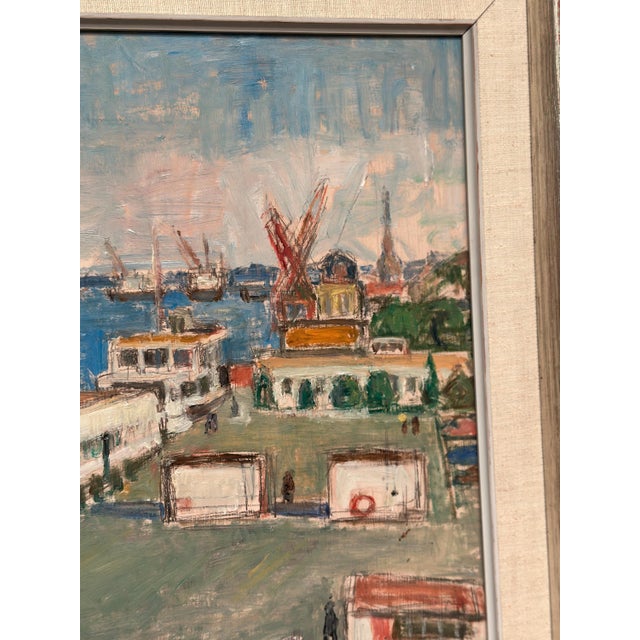John Hedman, Malmö Harbour, 1960s, Oil Painting on Canvas, Framed For Sale - Image 12 of 15