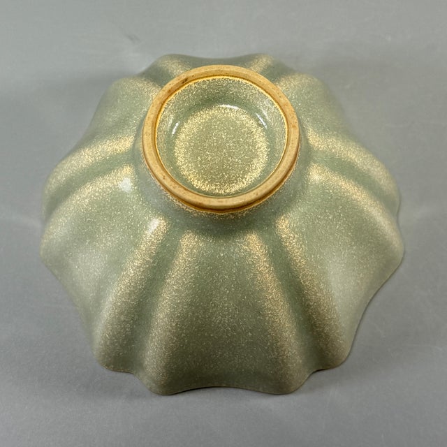 15th Century & Earlier Antique Chinese Celadon Lobed Floral‑Form Bowl, Collectible For Sale - Image 5 of 5