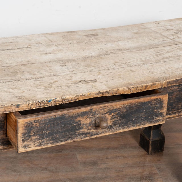 Late 18th Century Danish Baroque Oak Console Table With Black Painted Base For Sale - Image 11 of 15