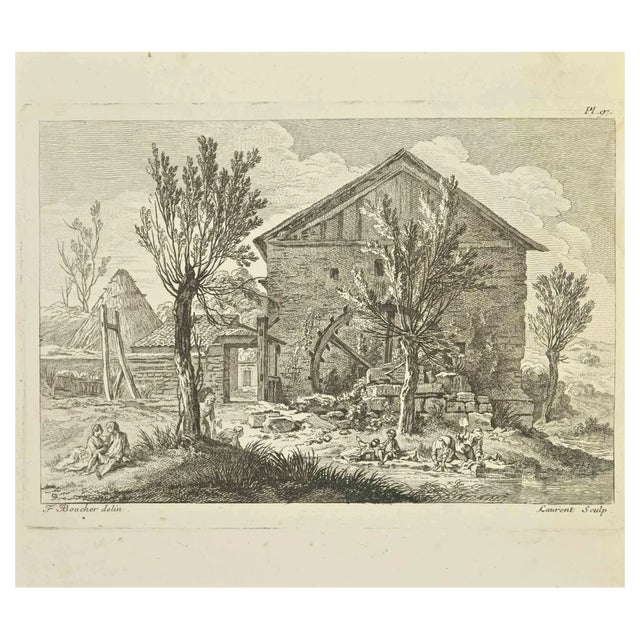 Pierre-François Laurent, Countryside, Etching, 18th Century For Sale