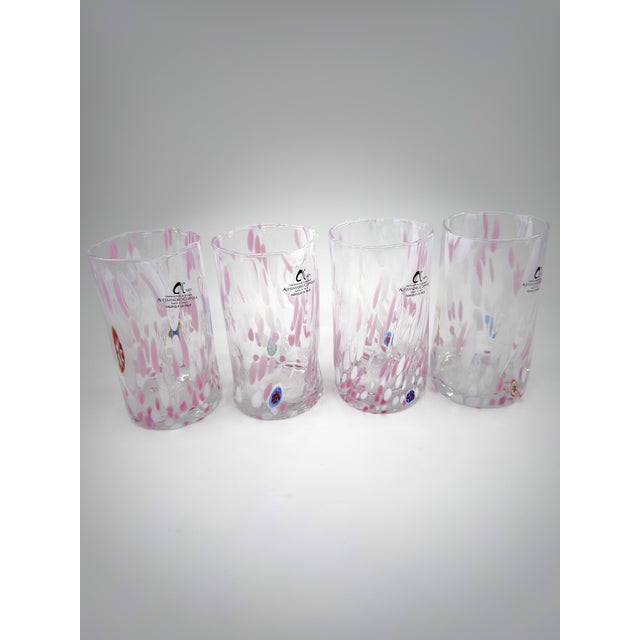 Glass Hand Blown Alessandro Coppola Murano Art Glass Tumblers Handcrafted in Italy - Set of 4 For Sale - Image 7 of 13