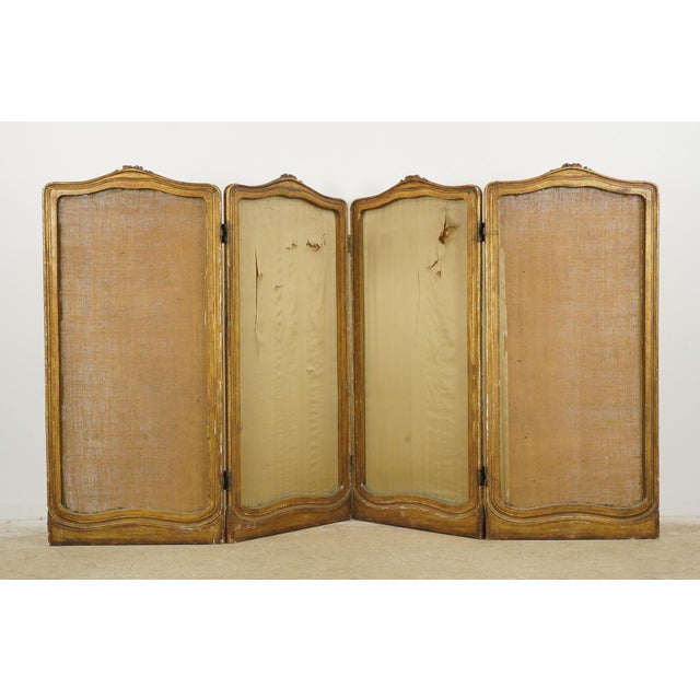 1890s European French Four Panel Vanity Screen Room Divider For Sale - Image 11 of 16