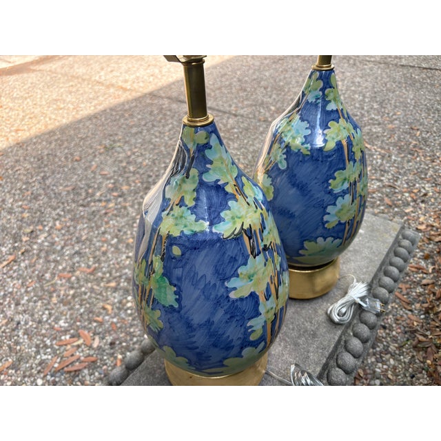 1950s Italian Modern Glazed Ceramic Lamps - a Pair For Sale - Image 9 of 11
