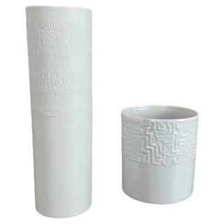Abstract Porcelain Vases by Cuno Fischer for Rosenthal, Germany, 1980s, Set of 2 For Sale