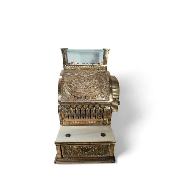 1930s Antique Gilded Bronze Cash Register with Relief Carving, 1930 For Sale - Image 5 of 18