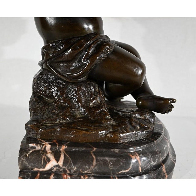 Angel with Flute, Late 19th Century, Bronze & Marble For Sale - Image 12 of 18