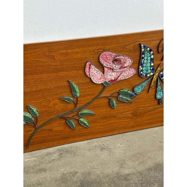 Late 20th Century Modernist Tile Art on Walnut For Sale - Image 5 of 6