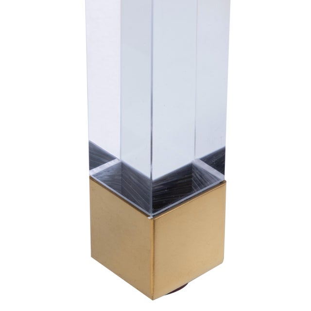 Pasargad Home Lucen Glass Console Table With Gold Accents & Acrylic Frame For Sale In New York - Image 6 of 8