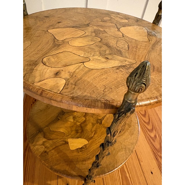 Maison Baguès Maison Bagues Two Tier Walnut Dore Faux Bois Side Table For Sale - Image 4 of 10