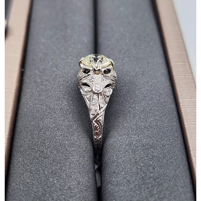 Early 21st Century 1.69 Ct Old European Cut Diamond Ring Size 7.5 For Sale - Image 5 of 9