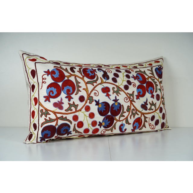 Mid-Century Modern Uzbek Suzani Pillow Cover For Sale - Image 3 of 5