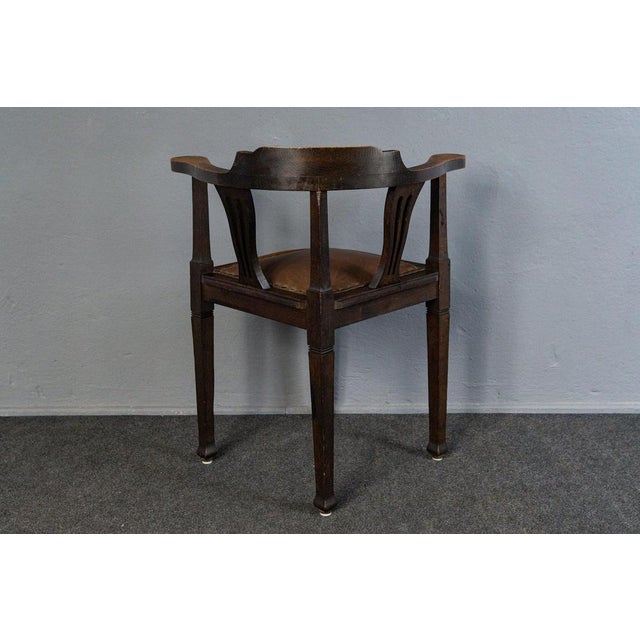 Vintage Armchair in Leatherette and Oak For Sale - Image 5 of 13